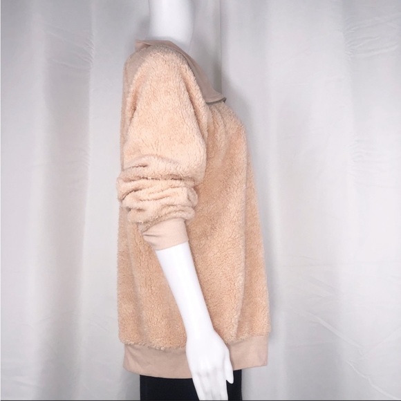 Gypsies & Moondust Peach Shearling Quarter Zip Jacket Size XL Super Soft - Picture 7 of 16